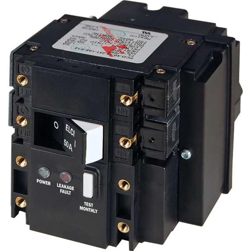 BLUE SEA SYSTEMS C-Series ELCI Main Circuit Breaker, Double Pole, 120V AC, 50A 1 BLUE SEA SYSTEMS C-Series ELCI Main Circuit Breaker, Double Pole, 120V AC, 50A