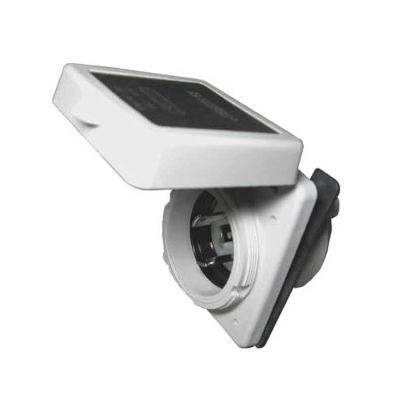 MARINCO Inlet, 30A 125V, Square, White 1 MARINCO Inlet, 30A 125V, Square, White