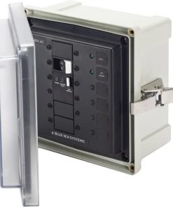 BLUE SEA SYSTEMS Enclosed ELCI Main Circuit Breaker Panel, 50A 240V AC, ELCI Main and Two Blank Circuit Positions