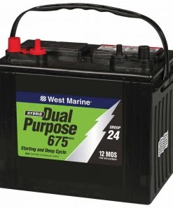 WEST MARINE Dual-Purpose Flooded Marine Battery, 675 MCA, Group 24