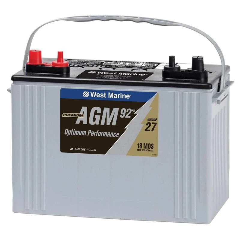 WEST MARINE Group 27 Dual-Purpose AGM Battery, 92 Amp Hours 1 WEST MARINE Group 27 Dual-Purpose AGM Battery, 92 Amp Hours