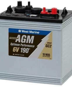 WEST MARINE Dual-Purpose AGM Battery, 190 Amp Hours, 6V, Group GC2