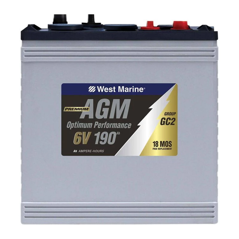 WEST MARINE Dual-Purpose AGM Battery, 190 Amp Hours, 6V, Group GC2 2 WEST MARINE Dual-Purpose AGM Battery, 190 Amp Hours, 6V, Group GC2 - Image 2