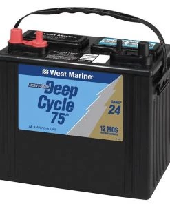 WEST MARINE Deep Cycle Flooded Marine Battery, 75 Amp Hours, Group 24
