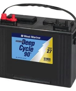 WEST MARINE Deep Cycle Flooded Marine Battery, 90 Amp Hours, Group 27