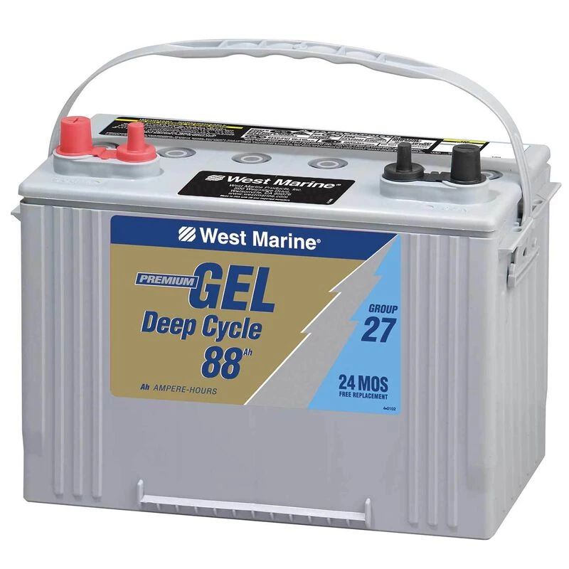 WEST MARINE Group 27 Deep Cycle Marine Gel Battery, 88 Amp Hours 1 WEST MARINE Group 27 Deep Cycle Marine Gel Battery, 88 Amp Hours