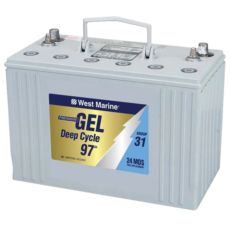 WEST MARINE Group 31 Gel Deep Cycle Marine Gel Battery, 97 Amp Hours 1 WEST MARINE Group 31 Gel Deep Cycle Marine Gel Battery, 97 Amp Hours