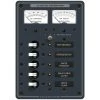 BLUE SEA SYSTEMS Traditional Metal DC Circuit Breaker Panel with Meters, 5-Position