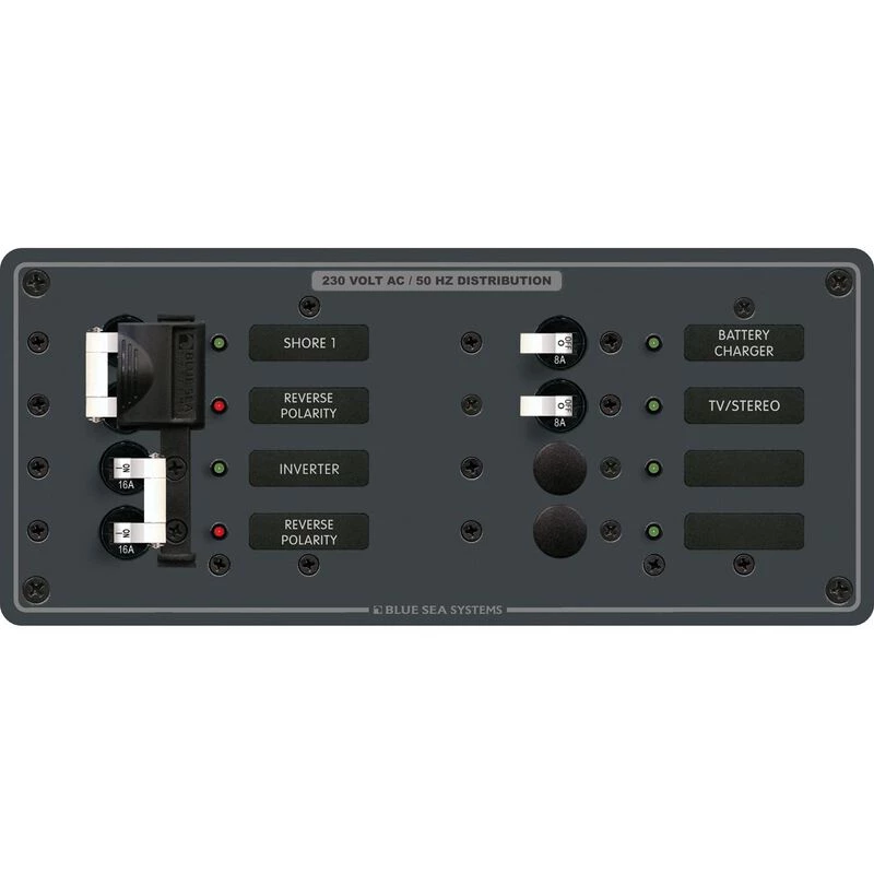 BLUE SEA SYSTEMS 4-Position AC Panel, 2 Sources 1 BLUE SEA SYSTEMS 4-Position AC Panel, 2 Sources