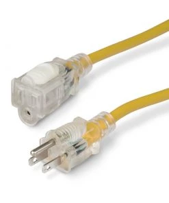 MARINCO 25' Locking, Lighted Extension Cord, 15A, 14/3 AWG, Yellow