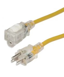 MARINCO 50' Locking, Lighted Extension Cord, 15A, 14/3 AWG, Yellow