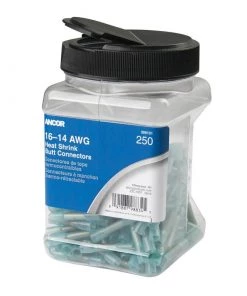 ANCOR 16-14 AWG Heat Shrink Butt Connectors, Blue, 250-Pack