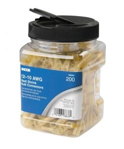 ANCOR 12-10 AWG Heat Shrink Butt Connectors, Yellow, 200-Pack