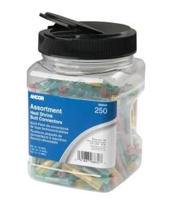 ANCOR Assorted AWG Heat Shrink Butt Connectors, 250-Pack
