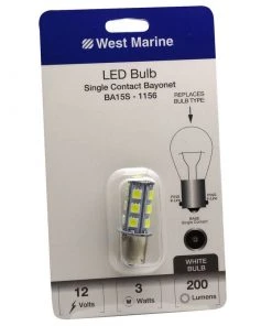 WEST MARINE Single Contact Bayonet BA15S-1156 LED Bulb, 200 Max Lumens