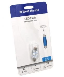 WEST MARINE Festoon 39mm LED Bulb, Blue