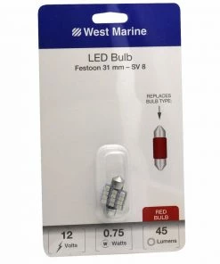 WEST MARINE Festoon 31mm LED Bulb, Red