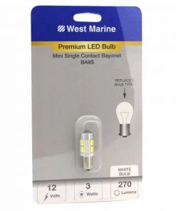 WEST MARINE Mini Single Contact Bayonet BA9S LED Premium Bulb