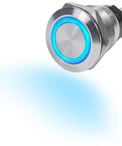 BLUE SEA SYSTEMS 10A Push Button On-Off Switch, LED Ring, Blue