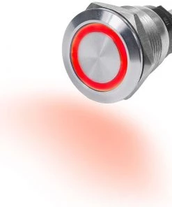 BLUE SEA SYSTEMS 10A Push Button LED Ring Switch OFF-(ON), Red