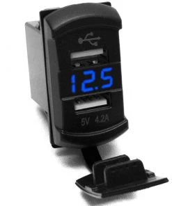 MARINE SPORT LIGHTING Dual Port USB Rocker Panel with Voltmeter, Blue