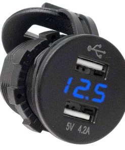 MARINE SPORT LIGHTING Dual Port USB Socket with Voltmeter, Blue