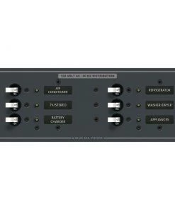 BLUE SEA SYSTEMS 6-Position AC Circuit Breaker Panel, 6 Circuit Breakers