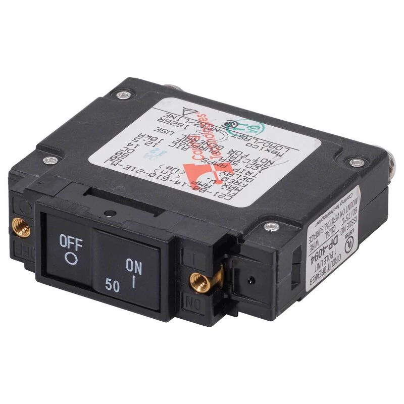 BLUE SEA SYSTEMS C-Series Flat Rocker Circuit Breaker, 50A DC UL489 1 BLUE SEA SYSTEMS C-Series Flat Rocker Circuit Breaker, 50A DC UL489