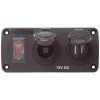 BLUE SEA SYSTEMS Water-Resistant Accessory Panel,15A Circuit Breaker, 12V Socket, 2.1A Dual USB Charger