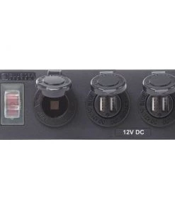 BLUE SEA SYSTEMS Water-Resistant Accessory Panel, 15A Circuit Breaker, 12V Socket, 2x 2.1A Dual USB Chargers