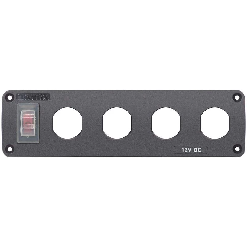 BLUE SEA SYSTEMS Water-Resistant Accessory Panel, 15A Circuit Breaker, 4x Blank Apertures 1 BLUE SEA SYSTEMS Water-Resistant Accessory Panel, 15A Circuit Breaker, 4x Blank Apertures