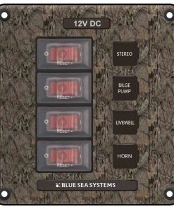 BLUE SEA SYSTEMS Water-Resistant Circuit Breaker Switch Panel, 4 Positions