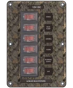 BLUE SEA SYSTEMS Water-Resistant Circuit Breaker Switch Panel, 6 Positions