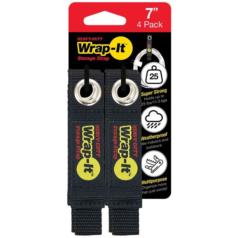 WRAP-IT STORAGE 7" Heavy-Duty Storage Straps, 4-Pack 1 WRAP-IT STORAGE 7" Heavy-Duty Storage Straps, 4-Pack