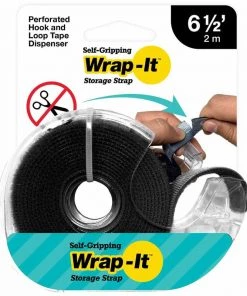 WRAP-IT STORAGE Self-Gripping Hook and Loop Roll, Black