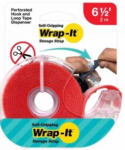 WRAP-IT STORAGE Self-Gripping Hook and Loop Roll, Red
