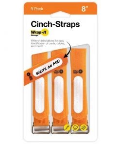 WRAP-IT STORAGE 8" Storage Cinch Straps, 9-Pack, Orange