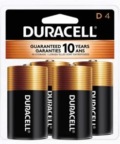 DURACELL Coppertop D Battery, 4-Pack