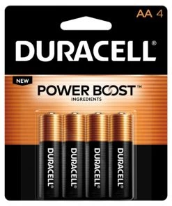 DURACELL Coppertop AA batteries with POWER BOOST Ingredients, 4 Pack
