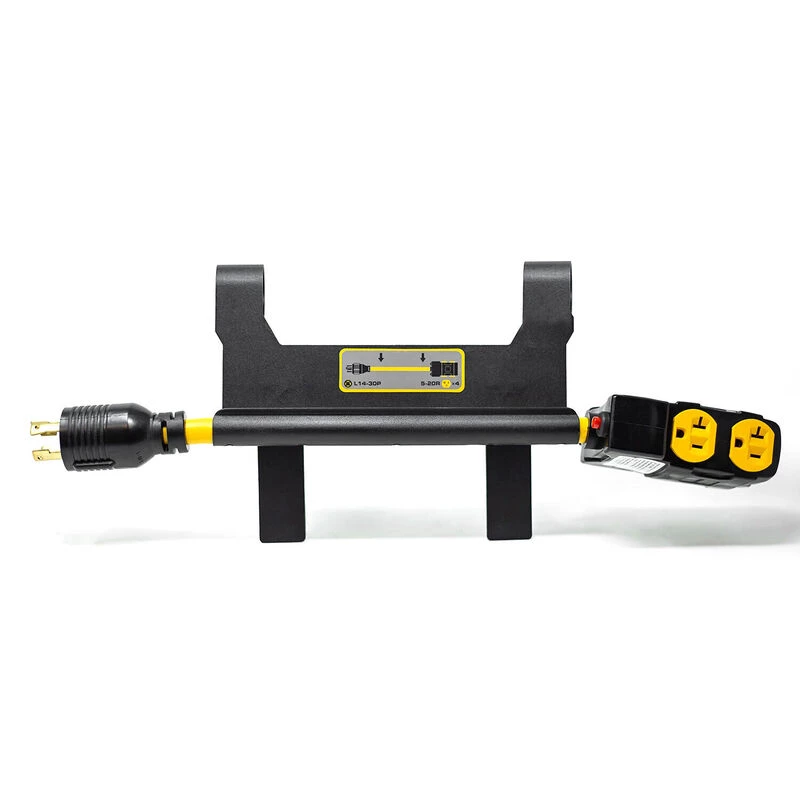 FIRMAN POWER EQUIPMENT 10.2" Heavy Duty L14-30P to (4) 5-20R Short Power Cord With Metal Clip Holder 1 FIRMAN POWER EQUIPMENT 10.2" Heavy Duty L14-30P to (4) 5-20R Short Power Cord With Metal Clip Holder