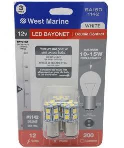 WEST MARINE Double Contact Bayonet BA15D-1142 LED Bulbs, 200 Lumens, 3-Pack