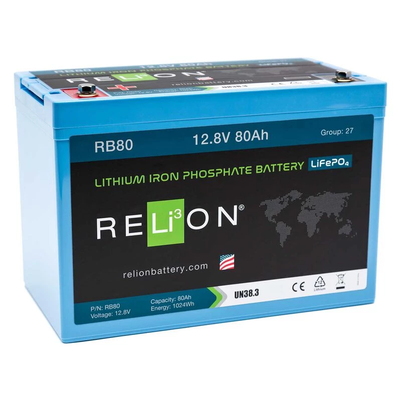 RELION RB80 Lithium Deep Cycle Battery, 12V, 80Ah 1 RELION RB80 Lithium Deep Cycle Battery, 12V, 80Ah
