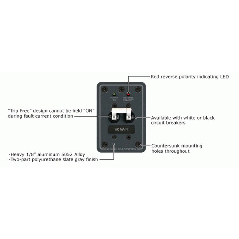 BLUE SEA SYSTEMS 120V AC Main-Only Toggle Circuit Breaker Panels 1 BLUE SEA SYSTEMS 120V AC Main-Only Toggle Circuit Breaker Panels