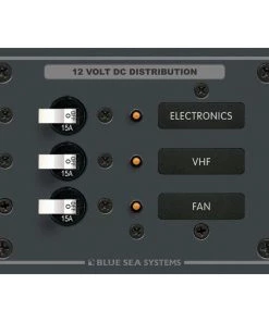 BLUE SEA SYSTEMS Traditional Metal DC Circuit Breaker Panel, 3-Position