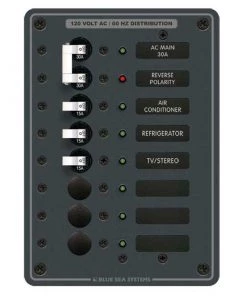 BLUE SEA SYSTEMS AC Main Circuit Breaker Panel, Main + 6 Positions