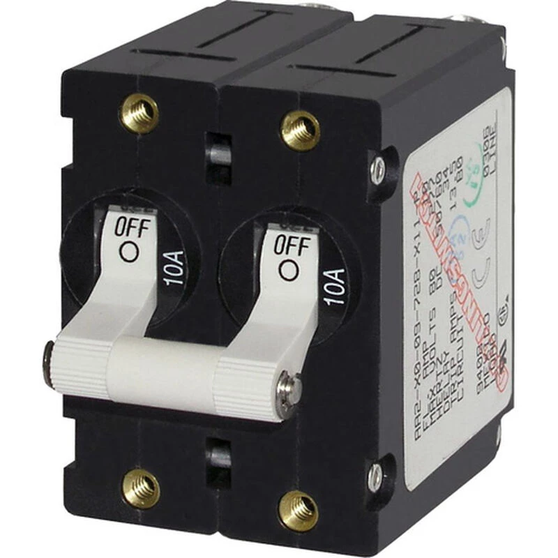 BLUE SEA SYSTEMS A-Series Black Toggle Double Pole Circuit Breakers 1 BLUE SEA SYSTEMS A-Series Black Toggle Double Pole Circuit Breakers