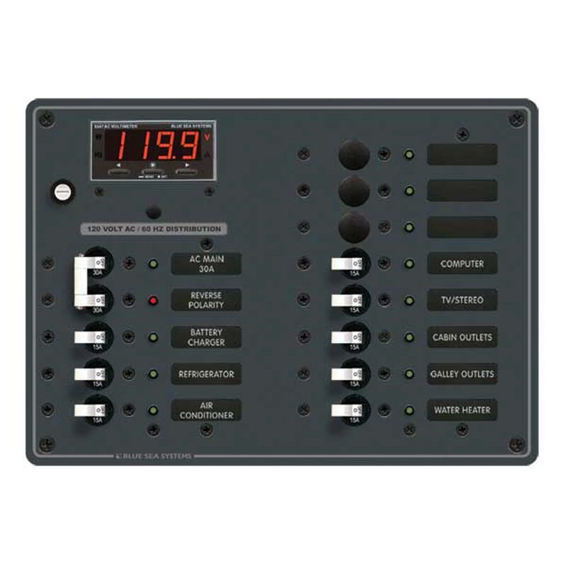 BLUE SEA SYSTEMS 120V AC Main, Main + 11 Positions 1 BLUE SEA SYSTEMS 120V AC Main, Main + 11 Positions