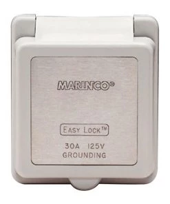 MARINCO Inlet Cap & Bezel, 30A 125V, Square, White