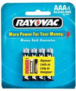 RAY-O-VAC Alkaline "AAA" Batteries - 4 Pack