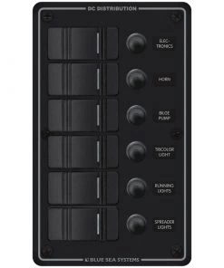 BLUE SEA SYSTEMS Water Resistant Circuit Breaker Panel, 6-Position
